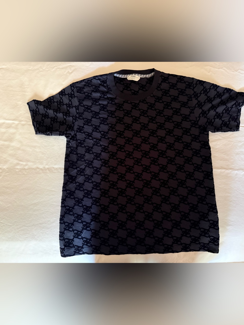 Fendi Black Tonal Monogram Short-Sleeve Crewneck Tee